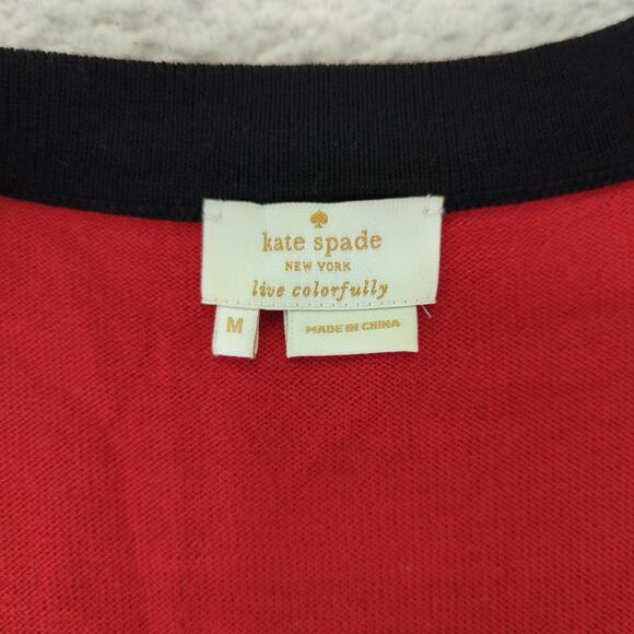 Kate Spade 100% Wool Cardigan Sweater Colorblock 3/4 Sleeve Medium Button V-neck - Picture 7 of 9